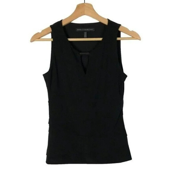 White House Black Market Tops - White House Black Market WHBM Black Gold Bar Ruffle Hem Sleeveless Blouse XXS